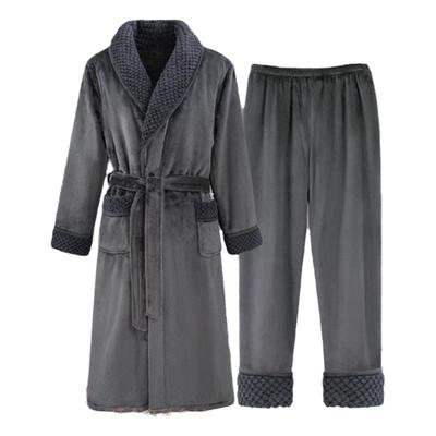 迅尔美珊瑚绒男士睡衣睡袍