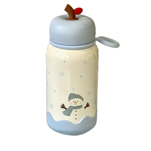 2025新款可爱雪人苹果保温杯女生高颜值316不锈钢水杯学生便携