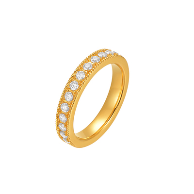 明牌珠宝硬金莫桑石戒指 黄金固口指环足金镶嵌情侣对戒AFM0408