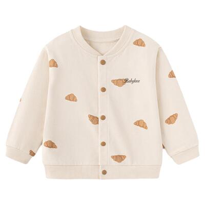 babylove婴幼儿外套春秋纯棉宝宝上衣儿童开衫休闲棒球服焦糖可颂