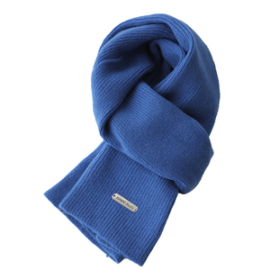 礼诚 克莱因蓝100%羊毛针织围巾女冬季情侣亲子加厚毛线保暖围脖