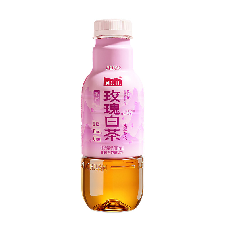 那川 夏季解渴饮料 玫瑰白茶 无糖纯茶饮料 0糖0卡0脂 500ml*4瓶