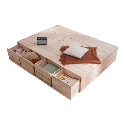 全实木榫卯结构榻榻米木箱子拼床