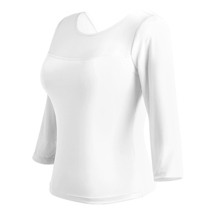 舞蹈服上衣女夏季七分袖网纱练功服古典中国舞纱衣白色形体跳舞衣