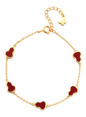 卡洛美赤金福禄手链女显白红色葫芦手来你小众气质新年喜庆手饰品