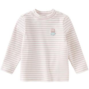 戴维贝拉儿童长袖T恤2026女童冬新款条纹打底衫宝宝弹力上衣秋装