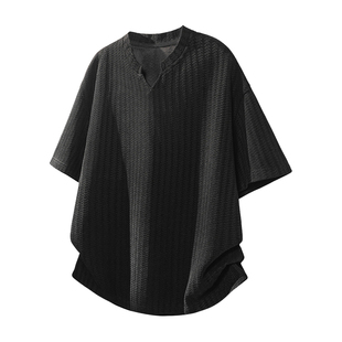 班尼路SK肌理感短袖t恤男士夏季2026新款V领宽松重磅高级感上衣YS