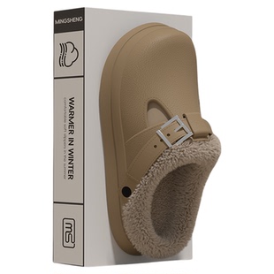 防水EVA棉拖鞋女士冬季2024新款室内家居加绒保暖勃肯鞋网红百搭