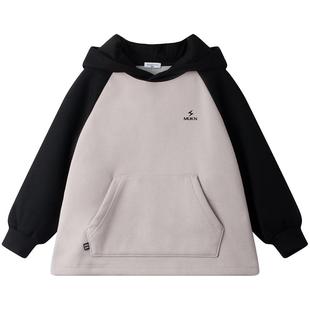 【潮酷核能boy】百搭街头连帽加绒卫衣秋冬加厚拼色上衣儿童男童