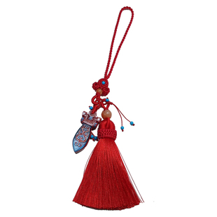 晶缘玉之韵GS-313本命年平安守护包挂饰挂件剑形彩绘龙纹朱砂吊坠