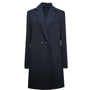 深秋初冬职业正肩休闲无垫肩薄款呢子针织弹力中长款西装外套女70