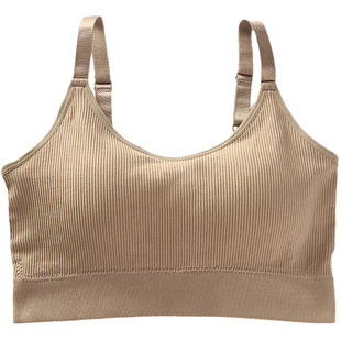 大码内衣女薄款纯棉美背聚拢无钢圈背心式无痕内搭运动抹胸文胸罩