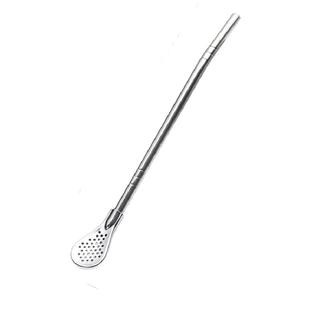 加长吸管勺子304不锈钢奶茶搅拌过滤一体两用环保粗金属非一次性