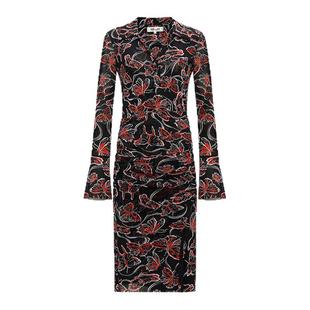 [弹力网纱]DVFPOLO领印花弹力网纱修身连衣裙DL3S013