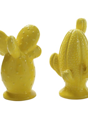 简约现代咖色黄色仙人掌软装摆件
