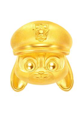 999足金疯狂动物城戴帽尼克朱迪手链尾巴黄金转运珠狐狸兔子警官