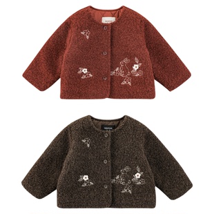 幼悠女童2025冬季新款美拉德风小兔外套加厚保暖儿童可爱夹棉冬装