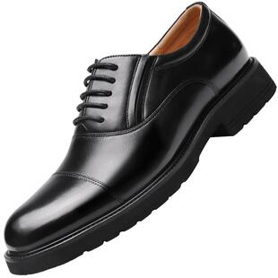 强人3515三接头皮鞋男真皮系带商务鞋春秋透气正装鞋三节头德比鞋