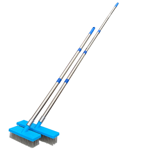 长柄不锈钢丝地板刷青苔刷子清洁污水池鱼池水泥地院子硬毛洗地刷