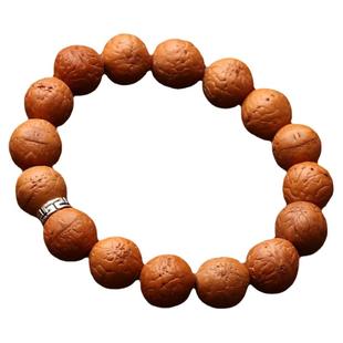 尼泊尔黄皮凤眼菩提子手串手持佛珠文玩男女款念珠原籽正圆单圈