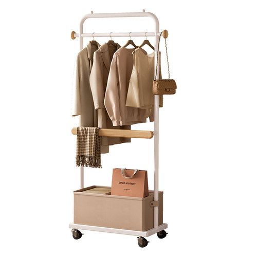 奶油风衣架落地卧室挂衣架家用铁艺简易晾衣架室内客厅移动衣帽架