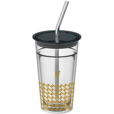 玻璃咖啡防烫随行400ml吸管杯