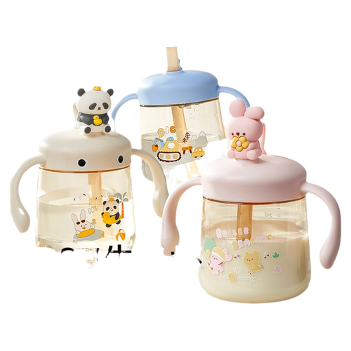 科巢儿童牛奶杯1-2-3岁以上宝宝喝奶瓶PPSU刻度直饮吸管水杯防摔
