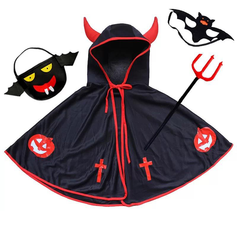 女童服饰恶魔亲子南瓜牛角披风