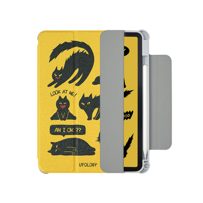 Ufology原创炸毛猫适用ipadair5保护壳pro11英寸套ipad9代10代mini6笔槽air4可爱8代2020全包pro2021磁吸2022