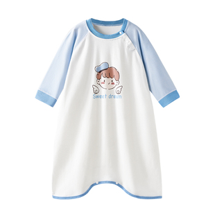 婴儿睡袋春秋夏季薄款纯棉宝宝家居服儿童睡裙女防踢被护肚空调房