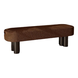 北欧轻奢羊羔绒家用入户换鞋凳创意卧室床尾凳高级感毛绒坐垫凳子