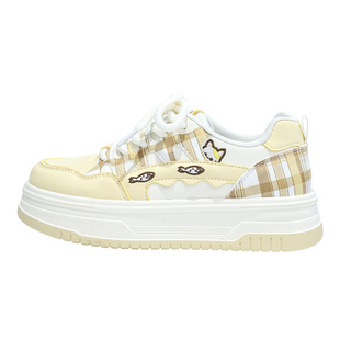 人本鞋子女款2026春季新款学生百搭爆款小白鞋厚底小众猫咪板鞋潮