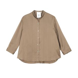 素然klee klee 秋季女士休闲宽松环保棉缎面丝棉衬衫