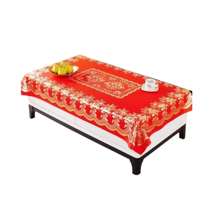 新年桌布免洗防水防油喜庆氛围感红色餐桌布2026新款过年装饰盖布