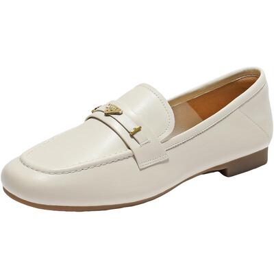 百丽羊皮软底乐福豆豆鞋