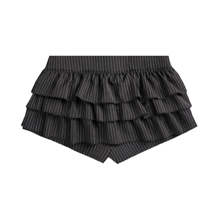 ASTRSK韩系设计感条纹荷叶边蛋糕裙裤女显瘦百搭防走光半身裙短裙