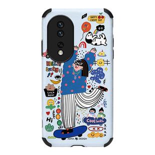 阿仙奴抓住快乐适用荣耀90手机壳新款80小羊皮荣耀70保护套60Pro可爱se网红50全包防摔honor女款30卡通创意