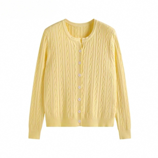 百搭可爱懒风上衣短款长袖圆领麻花针织衫外套秋冬清新甜美上衣