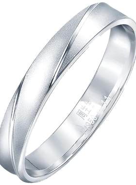 周生生铂金白金情侣款结婚戒指