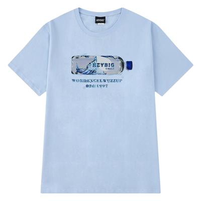 2025夏季新款短袖日系简约超顺眼water印花t恤男女纯棉半袖上衣潮