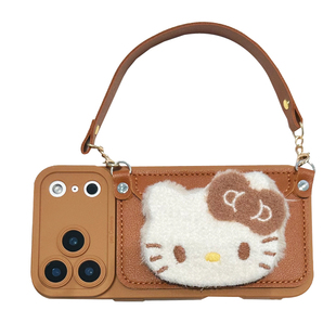 棕色毛绒kt零钱包适用pura70pro+华为pura80pro手机壳mate80新款mate70/60pro创意p60斜跨nova15/14/13保护套