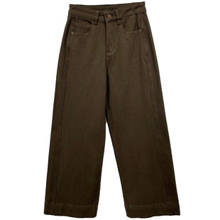 美拉德四面弹高腰显瘦加绒牛仔裤女秋冬裤子宽松直筒裤冬季阔腿裤