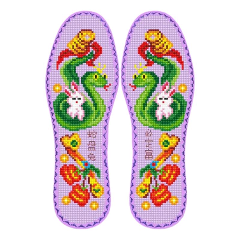 11月新款买五送一带花边七层纯棉布十字绣鞋垫男女款自己绣带针线