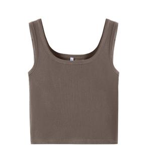 班尼路S&K系列夏季棕色方领背心女2025年新款修身显瘦吊带上衣女Q