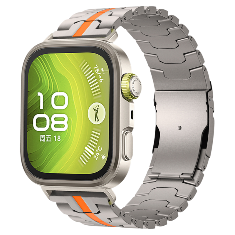 适用华为watchfit4pro手表带fit4手环钢铁侠龟背全钛腕表带运动fit3智能手表男士金属配件夏季透气表链
