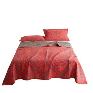 如奕60s长绒棉纱布毛巾被全棉纯棉红色高端婚庆床盖夏凉被空调被