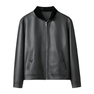 圣得西羽绒真皮皮衣中老年男外套爸爸春装2026年皮夹克保暖皮袄衣