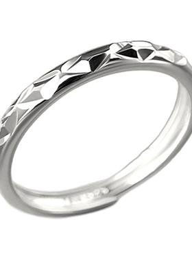 925银简约菱形几何时尚百搭免摘