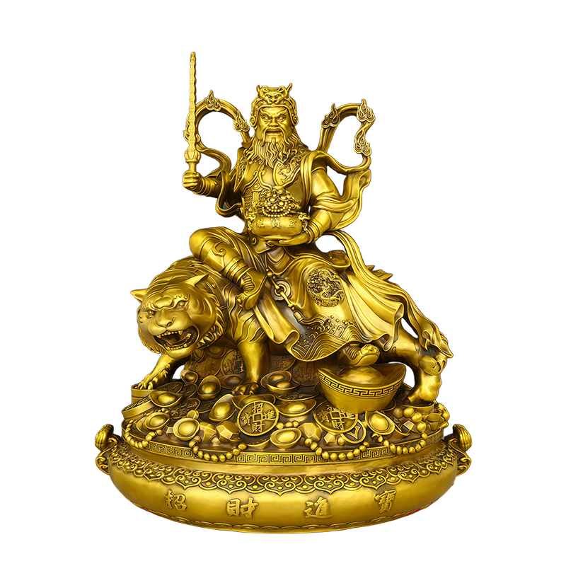 黄铜武财神赵公明供奉摆件装饰品