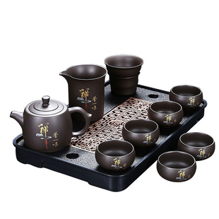 禅茶一味紫砂井栏壶茶具套装三才盖碗茶杯整套泡茶器家用办公待客